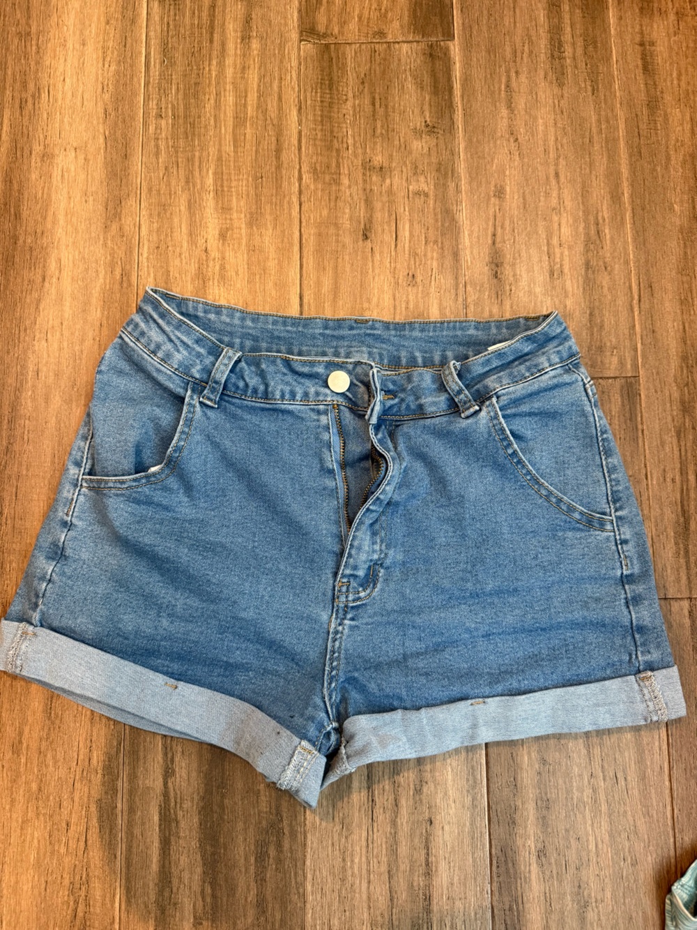 Amazon Women's Blue Rolled-Hem Denim Shorts